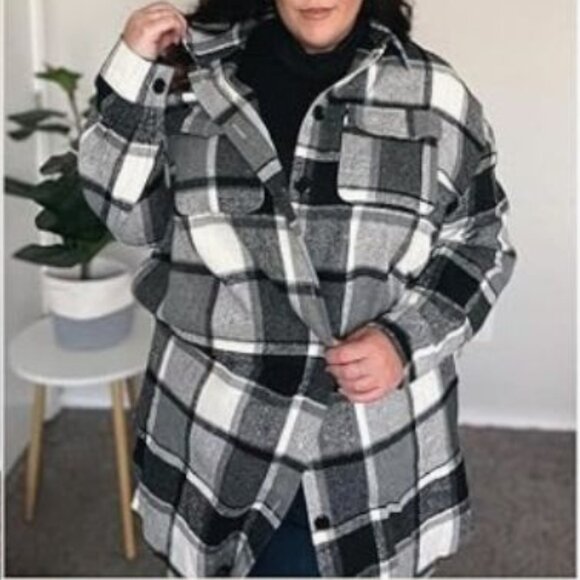 SHACKET WOMEN'S PLAID LONG SLEEVE SHIRT SHACKET - Picture 4 of 5